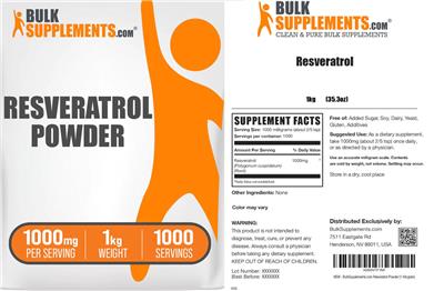 Resveratrol Powder 1000 mg label