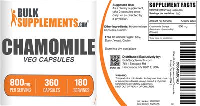 Chamomile 800 mg Veg Capsules label