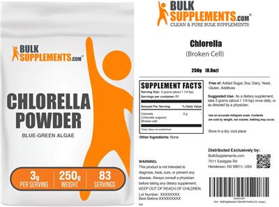 Chlorella Powder Blue-Green Algae 3 g label