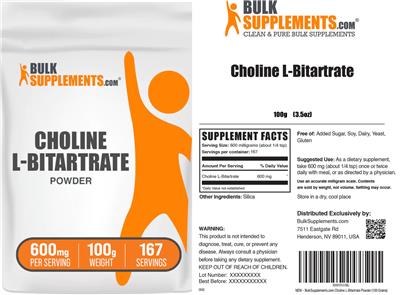 Choline L-Bitartrate Powder 600 mg label