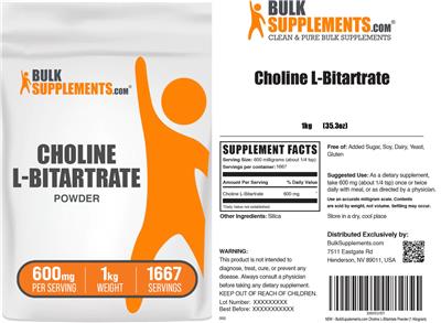 Choline L-Bitartrate Powder 600 mg label