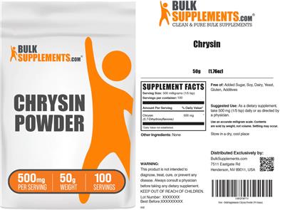Chrysin Powder 500 mg label