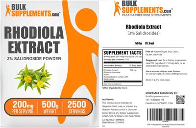 Rhodiola Extract Powder 200 mg label