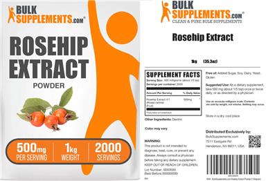 Rosehip Extract Powder 500 mg label
