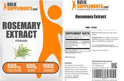 Rosemary Extract Powder 500 mg label