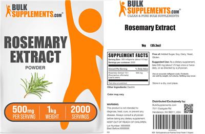 Rosemary Extract Powder 500 mg label