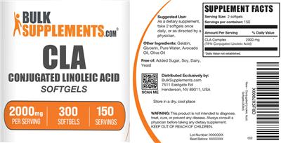 CLA Conjugated Linoleic Acid 2000 mg Softgels label