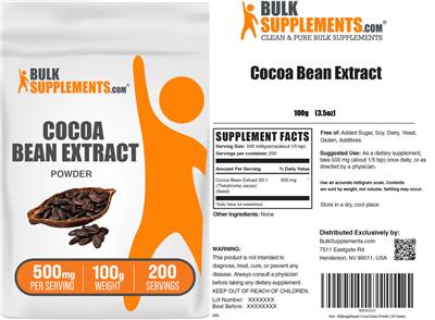 Cocoa Bean Extract Powder 500 mg label