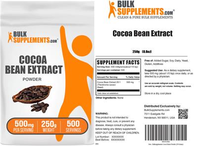Cocoa Bean Extract Powder 500 mg label