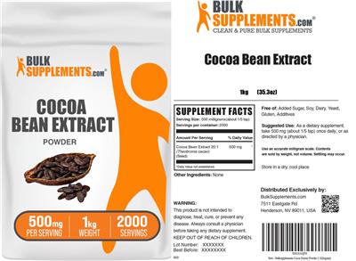 Cocoa Bean Extract Powder 500 mg label