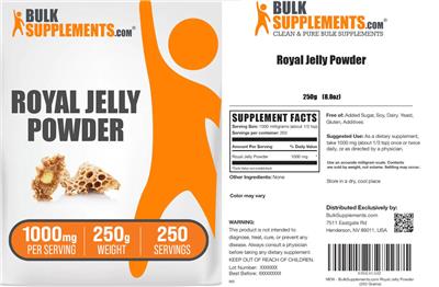 Royal Jelly Powder 1000 mg label