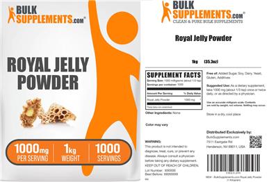 Royal Jelly Powder 1000 mg label