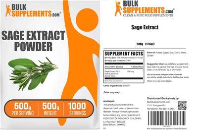 Sage Extract Powder 500 g label