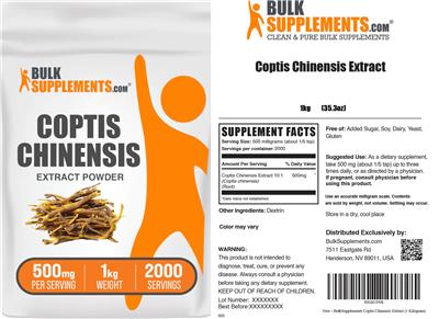 Coptis chinensis Extract Powder 500 mg label