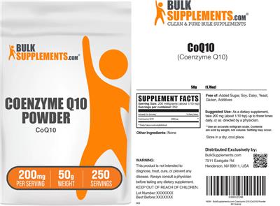 CoQ10 (Coenzyme Q10) Powder 200 mg label