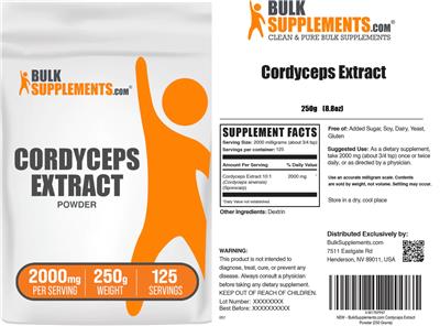 Cordyceps Extract Powder 2000 mg label