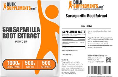 Sarsaparilla Root Extract Powder label