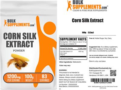 Corn Silk Extract Powder 1200 mg label