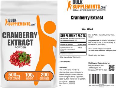 Cranberry Extract Powder 500 mg label