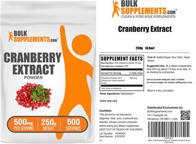 Cranberry Extract Powder 500 mg label
