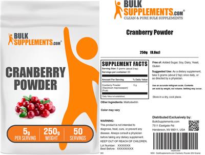 Cranberry Powder 5 g label