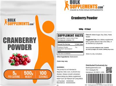 Cranberry Powder label