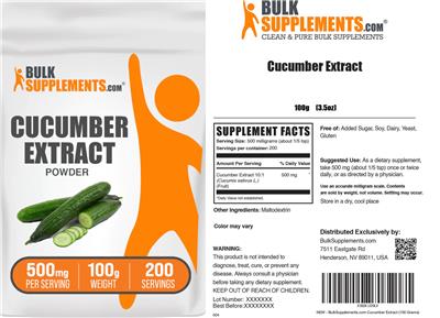 Cucumber Extract Powder 500 mg label