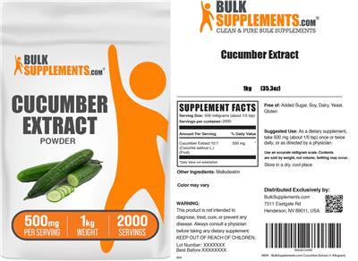 Cucumber Extract Powder 500 mg label