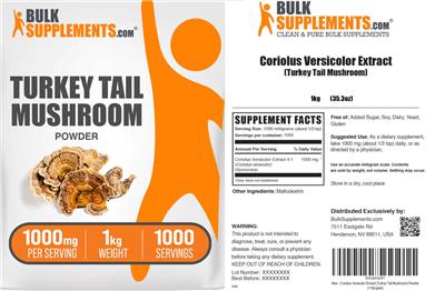 Turkey Tail Mushroom Powder 1000 mg label