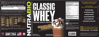 Classic Whey Chocolate Milkshake label