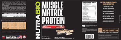 Muscle Matrix Protein Chocolate Peanut Butter Bliss label