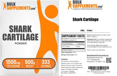 Shark Cartilage Powder 1500 mg label