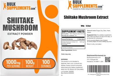 Shiitake Mushroom Extract label