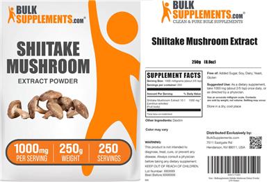 Shiitake Mushroom Extract label