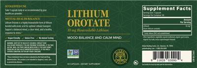 Lithium Orotate label