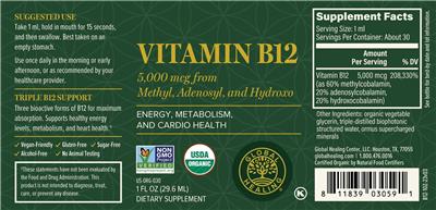 Vitamin B12 5,000 mcg label