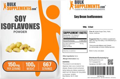 Soy Isoflavones Powder 150 mg label