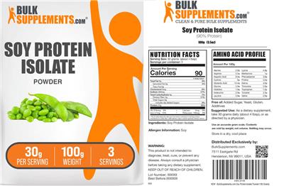 Soy Protein Isolate Powder 30 g label