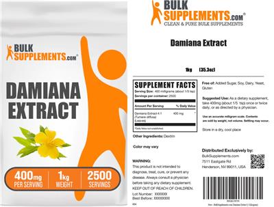 Damiana Extract 400 mg label