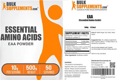 Essential Amino Acids EAA Powder 10 g label