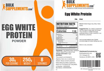 Egg White Protein Powder 30 g label