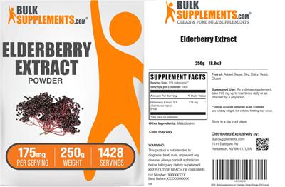 Elderberry Extract Powder 175 mg label
