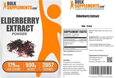 Elderberry Extract Powder 175 mg label