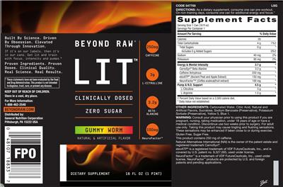 LIT Gummy Worm Zero Sugar label
