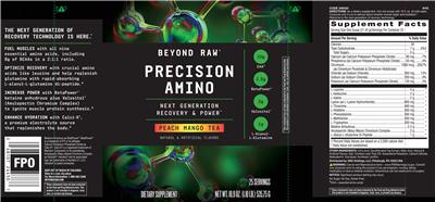 Precision Amino Peach Mango Tea label