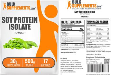 Soy Protein Isolate Powder 30 g label
