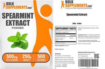 Spearmint Extract powder 500 mg label