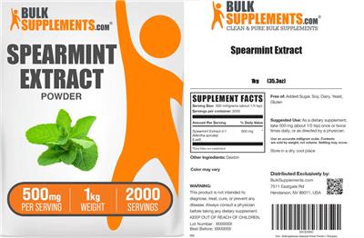 Spearmint Extract Powder 500 mg label