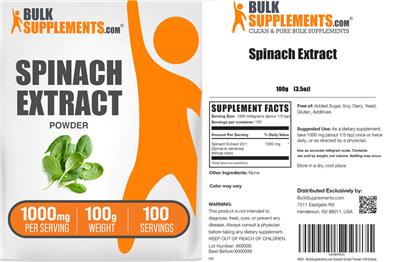 Spinach Extract Powder 1000 mg label