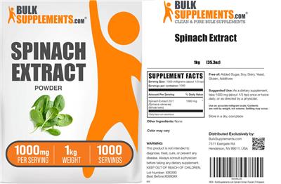 Spinach Extract Powder 1000 mg label